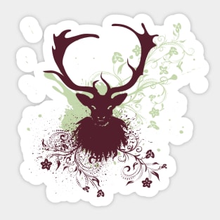 Grunge Stag head with Floral Sticker